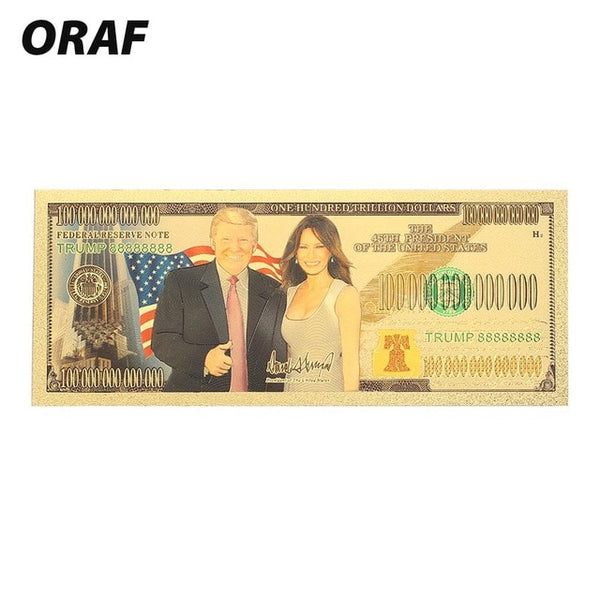 10 Billion Trump 24K Gold Plated Dollars Antique Plated Commemorative Notes Gifts Collection Realistic Souvenir Fake Money Coin