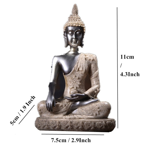 VILEAD 16 Style Buddha Statue Nature Sandstone Thailand Buddha Sculpture Hindu Fengshui Figurine Meditation Miniature Home Decor