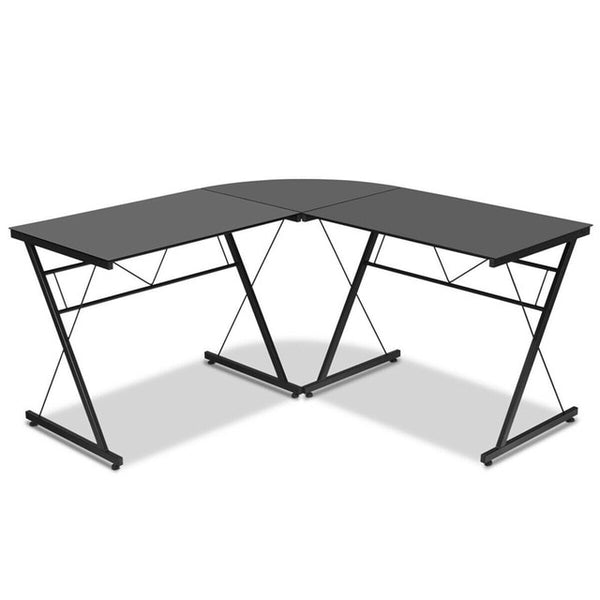 L-Shape Computer Desk Tempered Glass Laptop Table Home Office Furniture Multi-functional Corner Desk HW61188