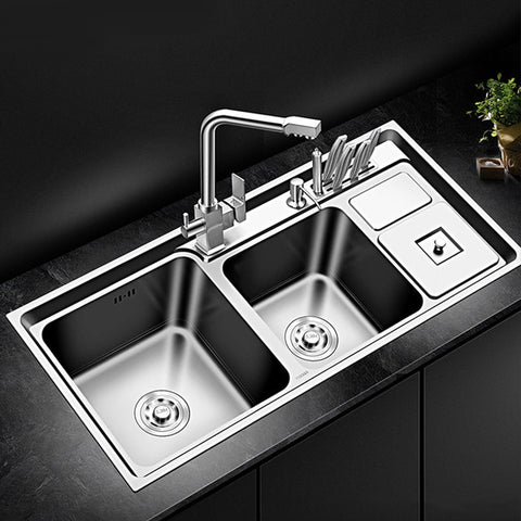 Vegetable Washing Basin Stainless Steel Thickness Kitchen Sink Double Bowl Above Counter or Udermount Sinks ship from Brazil