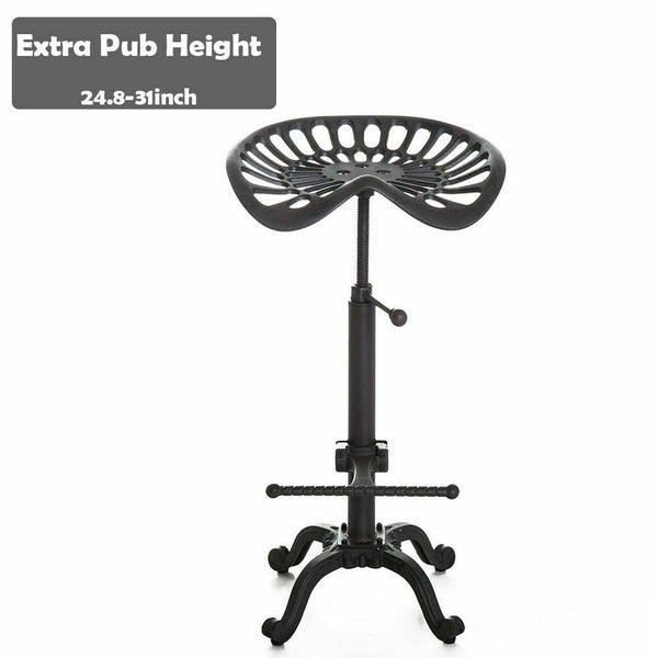 Kitchen Chair Metal Powder-Coat Farmhouse Tractor Seat Stool Rustic Bar Stools Swivel Tractor Seat Chair Extra Tall Pub