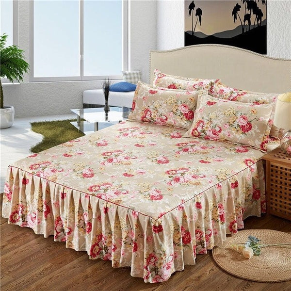 1pc Thickened Sanding Bedspread Wedding Fitted Sheet Cover Soft Non-Slip King Queen Bed Skirt