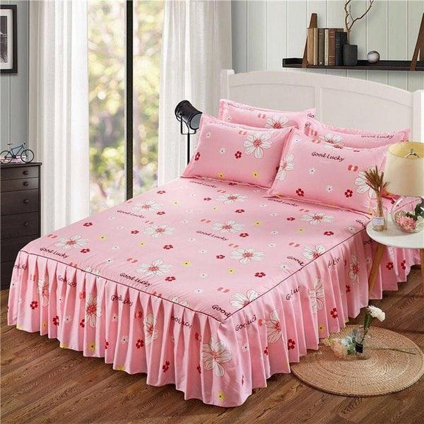 1pc Thickened Sanding Bedspread Wedding Fitted Sheet Cover Soft Non-Slip King Queen Bed Skirt