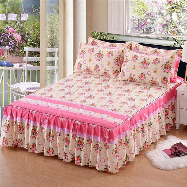 1pc Thickened Sanding Bedspread Wedding Fitted Sheet Cover Soft Non-Slip King Queen Bed Skirt