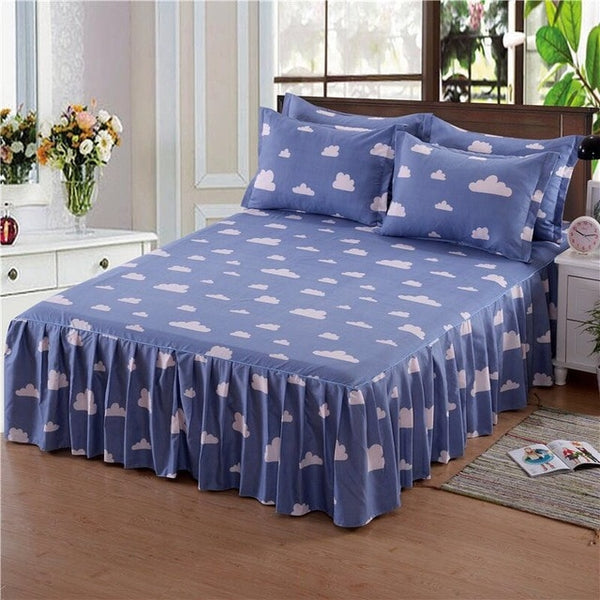 1pc Thickened Sanding Bedspread Wedding Fitted Sheet Cover Soft Non-Slip King Queen Bed Skirt