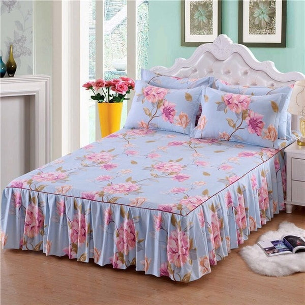 1pc Thickened Sanding Bedspread Wedding Fitted Sheet Cover Soft Non-Slip King Queen Bed Skirt