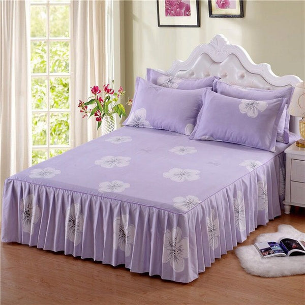 1pc Thickened Sanding Bedspread Wedding Fitted Sheet Cover Soft Non-Slip King Queen Bed Skirt