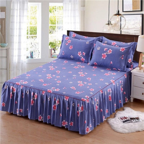 1pc Thickened Sanding Bedspread Wedding Fitted Sheet Cover Soft Non-Slip King Queen Bed Skirt