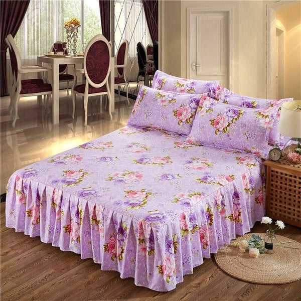 1pc Thickened Sanding Bedspread Wedding Fitted Sheet Cover Soft Non-Slip King Queen Bed Skirt