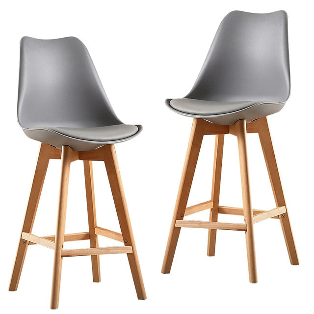 2pc Modern Bar Chair Minimalist Firmly High Stool Wooden Bar Chair Coffee Pub Drinking Barstool Home Funiture Kitchen Chair HWC