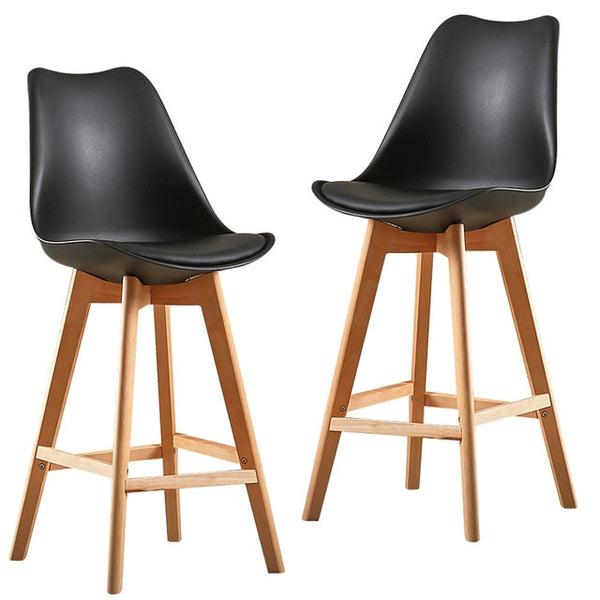 2pc Modern Bar Chair Minimalist Firmly High Stool Wooden Bar Chair Coffee Pub Drinking Barstool Home Funiture Kitchen Chair HWC