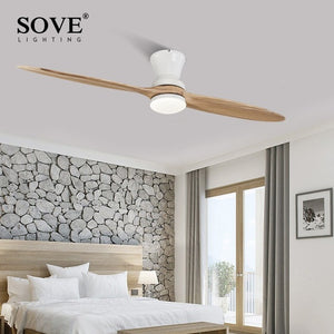 SOVE Modern LED Village Wooden Ceiling Fan Without Light  Wood Ceiling Fans With Lights Decorative DC Ceiling Light Fan Lamp 220