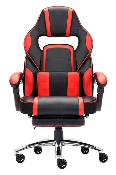 Leather Office Gaming Chair Racing Gaming Chair with Footrest and Lumbar Cushion Reclining Working Chair