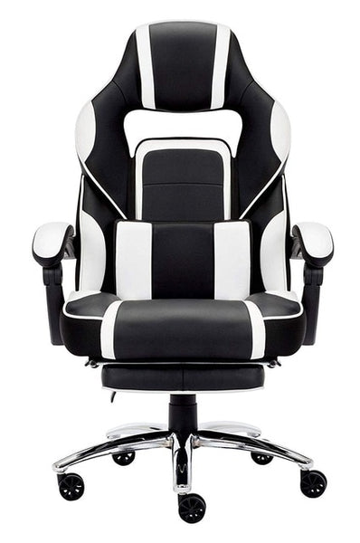 Leather Office Gaming Chair Racing Gaming Chair with Footrest and Lumbar Cushion Reclining Working Chair