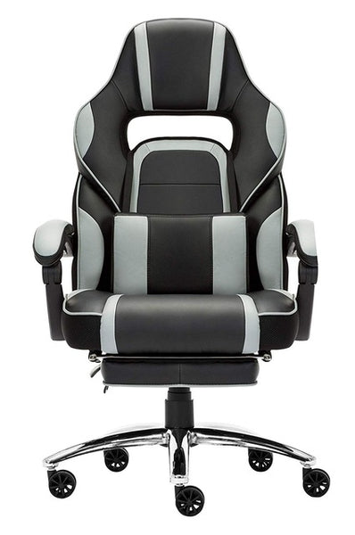 Leather Office Gaming Chair Racing Gaming Chair with Footrest and Lumbar Cushion Reclining Working Chair