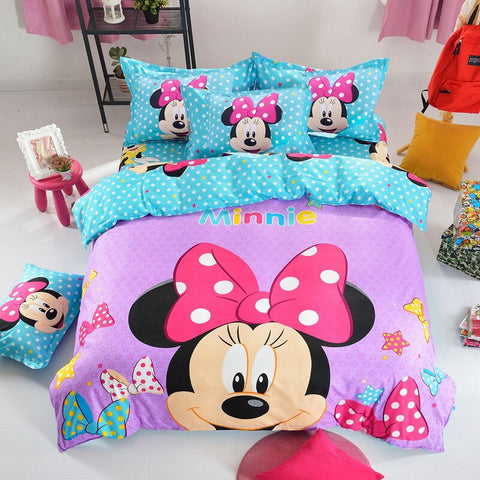 Cartoon Disney Bedclothes Girls Mickey Minne Mouse Duvet Cover Set Pillowcases Comforter Bed Cover Kids Bedding Set 200x200 cm