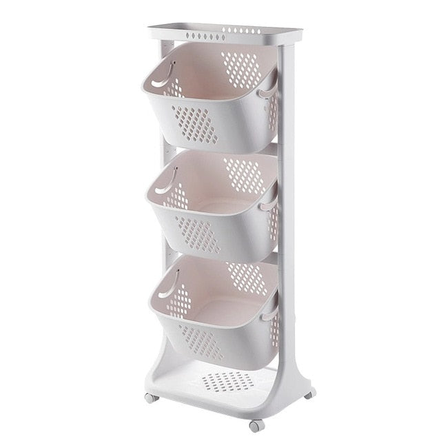 Kitchen vegetable storage basket storage rack plastic oversize living room rack wheeled laundry basket