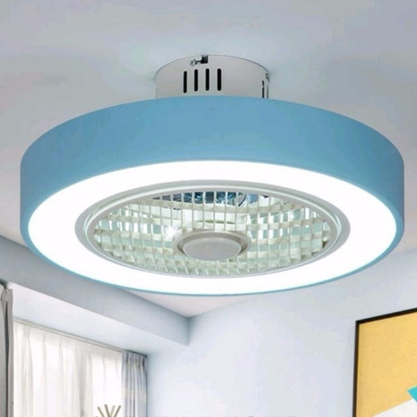 Modern minimalist white painted iron ceiling fan light crystal decorative acrylic LED lighting dimmable bedroom fan lamp AC220