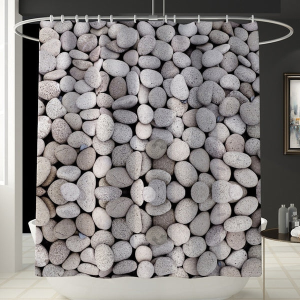 Marble Print Shower Curtain 4 Piece Carpet Cover Toilet Cover Bath Mat Pad Set Bathroom Curtain with 12 Hooks