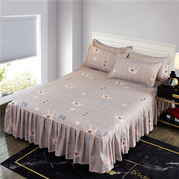 1pc Thickened Sanding Bedspread Wedding Fitted Sheet Cover Soft Non-Slip King Queen Bed Skirt