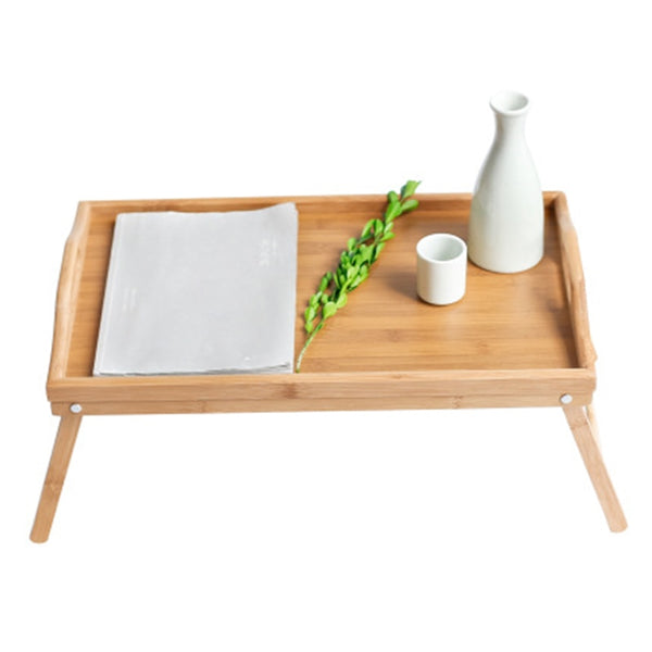 Foldable Bamboo Wood Bed Tray Breakfast On The Bed Laptop Desk Simple Dining Table For Sofa Bed Table Picnic With handle