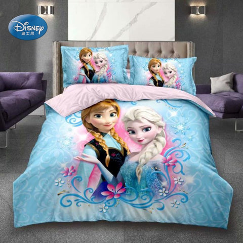 3D Printed Bedding Set Frozen Elsa Anna Rapunzel Princess Girls Boys Single Bedlinen Duvet Cover Pillowcases for 0.9m-1.2m Bed