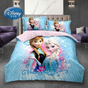 3D Printed Bedding Set Frozen Elsa Anna Rapunzel Princess Girls Boys Single Bedlinen Duvet Cover Pillowcases for 0.9m-1.2m Bed