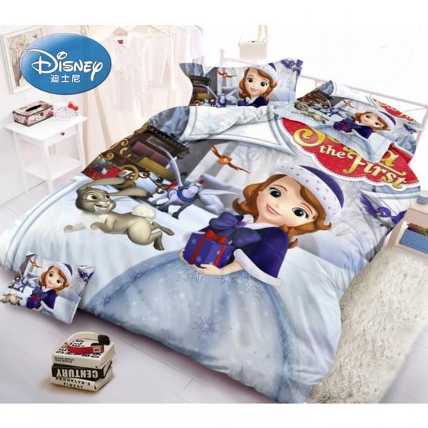 3D Printed Bedding Set Frozen Elsa Anna Rapunzel Princess Girls Boys Single Bedlinen Duvet Cover Pillowcases for 0.9m-1.2m Bed