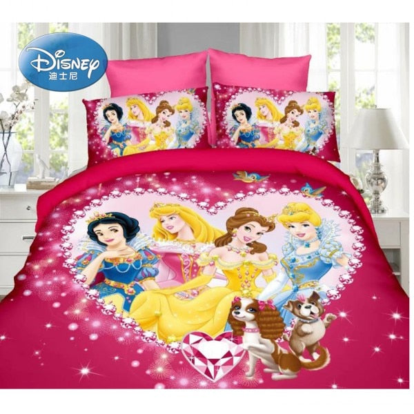 3D Printed Bedding Set Frozen Elsa Anna Rapunzel Princess Girls Boys Single Bedlinen Duvet Cover Pillowcases for 0.9m-1.2m Bed