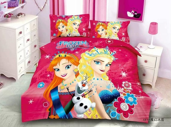 3D Printed Bedding Set Frozen Elsa Anna Rapunzel Princess Girls Boys Single Bedlinen Duvet Cover Pillowcases for 0.9m-1.2m Bed