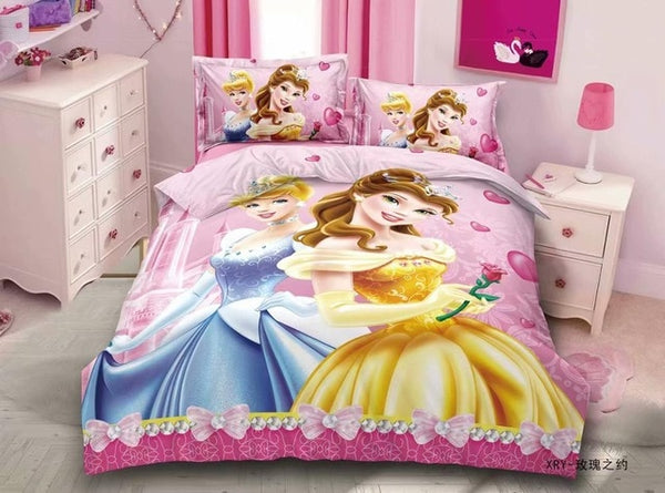 3D Printed Bedding Set Frozen Elsa Anna Rapunzel Princess Girls Boys Single Bedlinen Duvet Cover Pillowcases for 0.9m-1.2m Bed