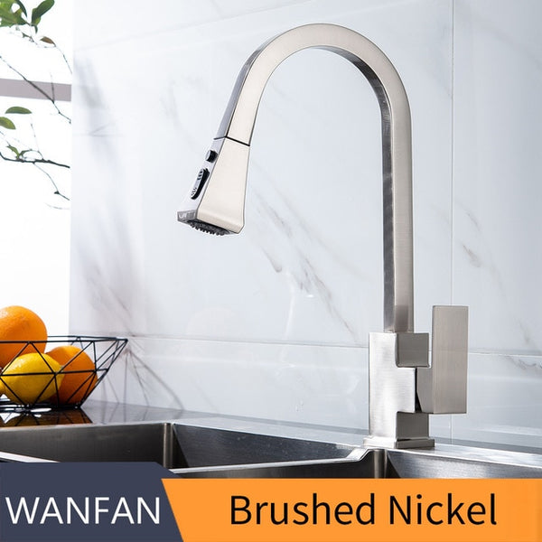 Kitchen Faucets Silver Single Handle Pull Out Kitchen Tap Single Hole Handle Swivel 360 Degree Water Mixer Tap Mixer Tap 866399R