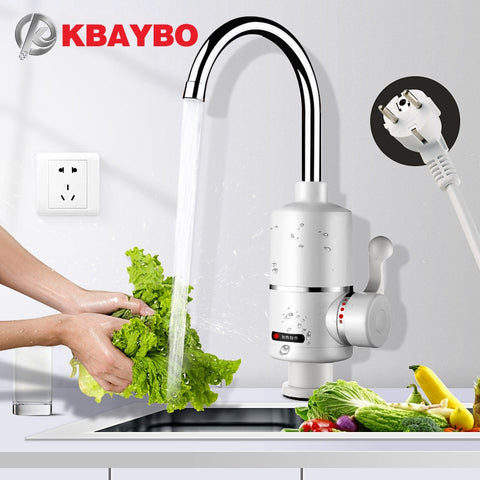 KBAYBO Water Heater Tap Kitchen Faucet Instantaneous Water Heater Shower Instant Heaters Tankless Water Heating tap EU plug