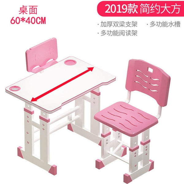 Plastic Kids Table and Chair Set Children's Desk  Pupil's Writing Desk Kids Furniture Kids Home Wooden Folding Chairs with Lamp