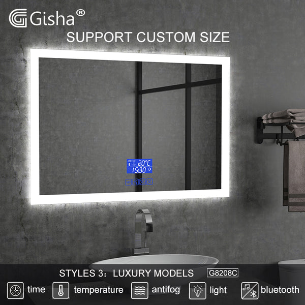 Gisha Wall-mounted Smart Mirror LED Bathroom Mirror  Explosion proof Anti-fog Mirror Bathroom Makeup Mirror 2G8028