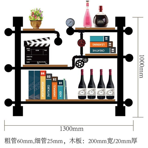 Creative Bottle Organizer for Wine Rack Storage & Display House Decoration Art TV Cabinet Made Of Iron Pipes And Boards