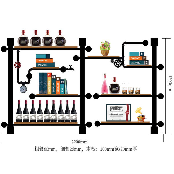 Creative Bottle Organizer for Wine Rack Storage & Display House Decoration Art TV Cabinet Made Of Iron Pipes And Boards