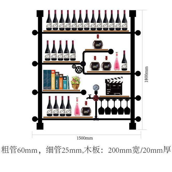 Creative Bottle Organizer for Wine Rack Storage & Display House Decoration Art TV Cabinet Made Of Iron Pipes And Boards