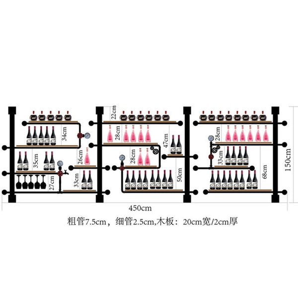 Creative Bottle Organizer for Wine Rack Storage & Display House Decoration Art TV Cabinet Made Of Iron Pipes And Boards