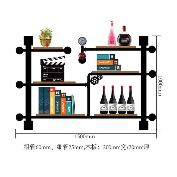 Creative Bottle Organizer for Wine Rack Storage & Display House Decoration Art TV Cabinet Made Of Iron Pipes And Boards