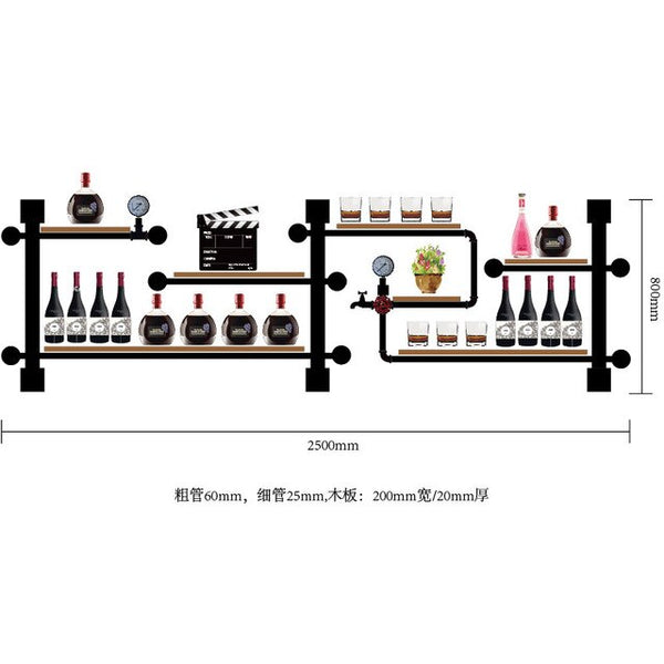 Creative Bottle Organizer for Wine Rack Storage & Display House Decoration Art TV Cabinet Made Of Iron Pipes And Boards