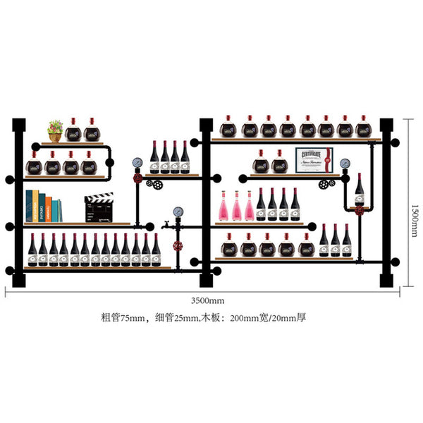 Creative Bottle Organizer for Wine Rack Storage & Display House Decoration Art TV Cabinet Made Of Iron Pipes And Boards