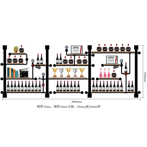 Creative Bottle Organizer for Wine Rack Storage & Display House Decoration Art TV Cabinet Made Of Iron Pipes And Boards