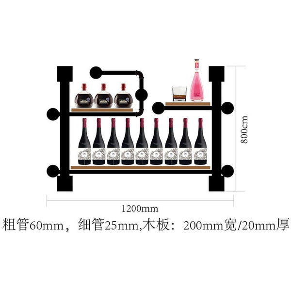 Creative Bottle Organizer for Wine Rack Storage & Display House Decoration Art TV Cabinet Made Of Iron Pipes And Boards