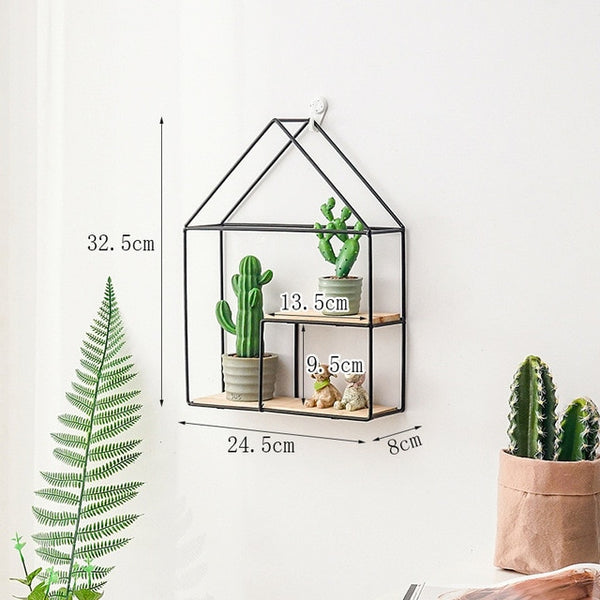 New Wooden Gold Storage Racks Hanging Decor Storage Box Flower Pot House Storage Rack Wall Book Figurines Display Crafts Shelves