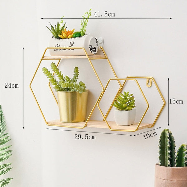 New Wooden Gold Storage Racks Hanging Decor Storage Box Flower Pot House Storage Rack Wall Book Figurines Display Crafts Shelves