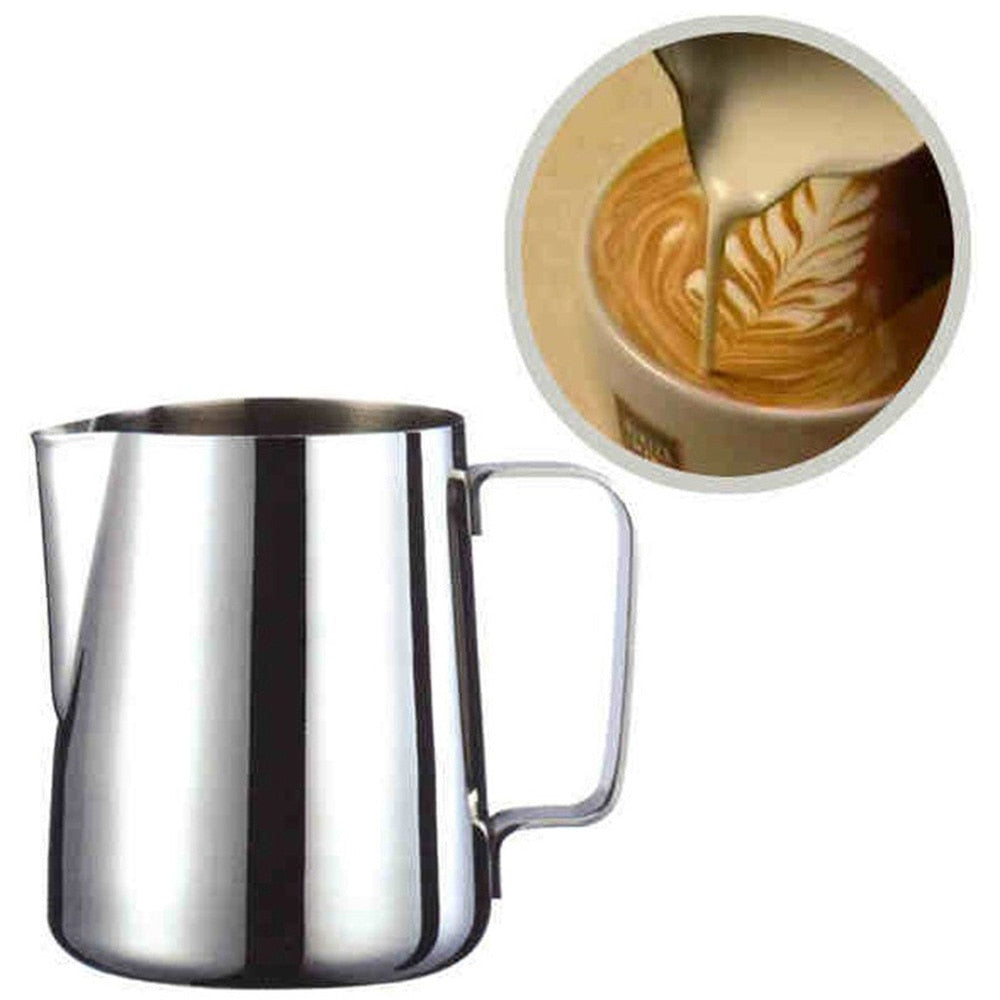 Stainless Steel Frothing Coffee Cup Pitcher Pull Flower Espresso Cappuccino Cups Milk Pot Frother Frothing Jug Latte Art XY010+