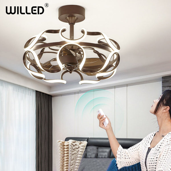 Nordic Invisible Fan lights Frequency Conversion Chandelier with Remote Control for Home Bedroom Restaurant 220v Creative Simple