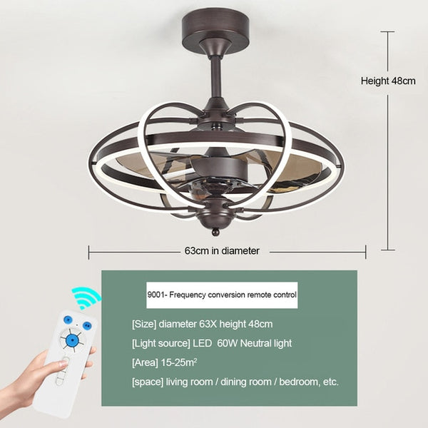 Nordic Invisible Fan lights Frequency Conversion Chandelier with Remote Control for Home Bedroom Restaurant 220v Creative Simple