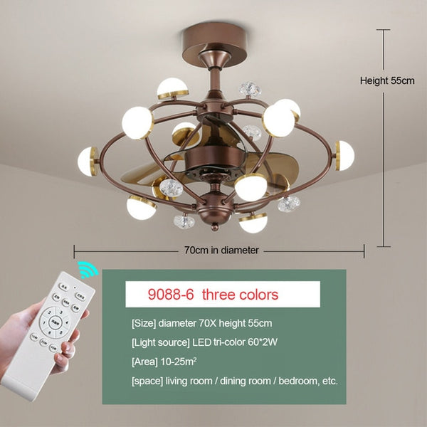 Nordic Invisible Fan lights Frequency Conversion Chandelier with Remote Control for Home Bedroom Restaurant 220v Creative Simple